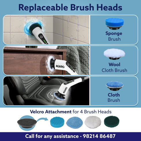 Royal Electric Spin Scrubber, Cleaning Brush Scrubber for Home, 400RPM/Mins-8 Replaceable Brush Heads-90Mins Work Time,3 Adjustable Size,2 Adjustable Speeds for Bathroom Shower Bathtub Glass Car